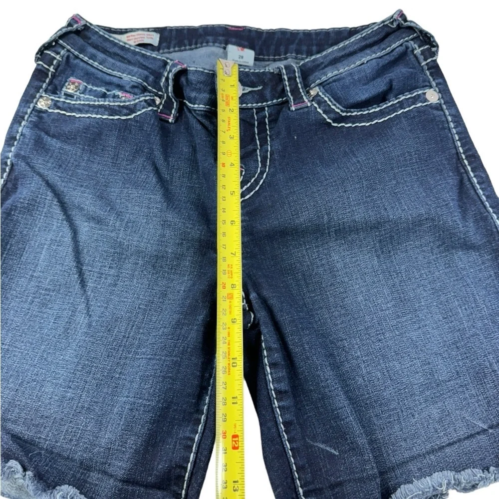 True Religion 28 Jayde mid rise Raw Hem Denim Jean Shorts